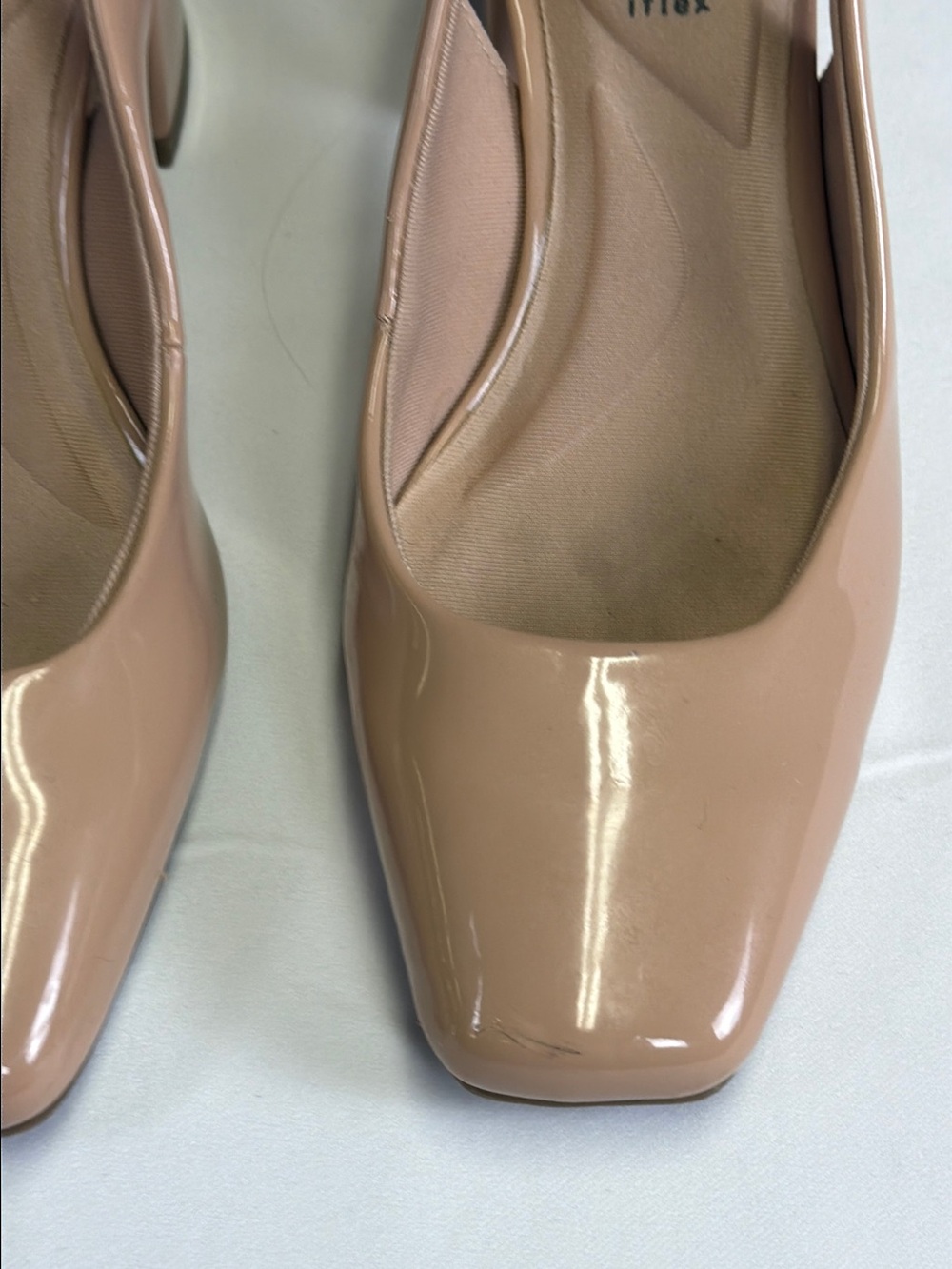 Anne Klein Nude Patent Slingback Block Heel Pumps - Picture 15 of 16